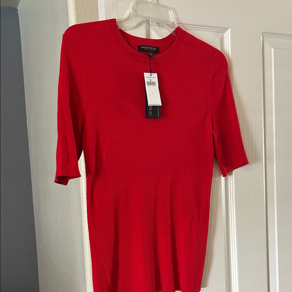 INC International Concepts Vibrant Red Short Sleeve Top